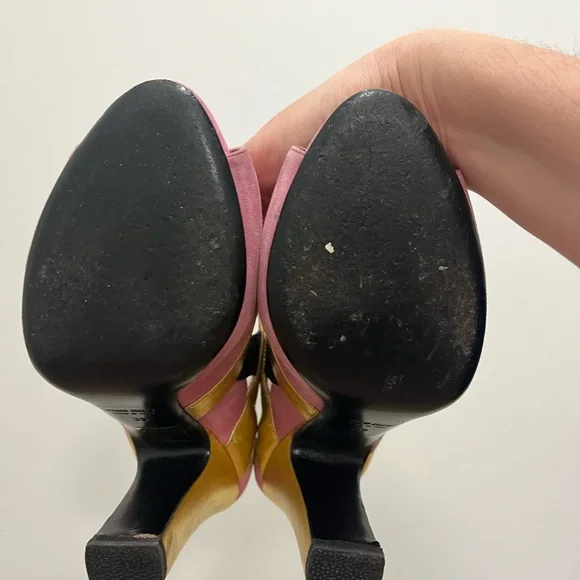 Miu Miu Pink and Gold Heels used size 39 Euro from 2013 Collection - Picture 13 of 16